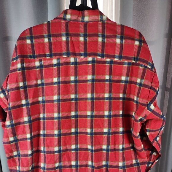 Saugatuck Mens 100% Cotton Red Long Sleeve Plaid Flannel Button Up Shirt Size XL - Picture 4 of 11